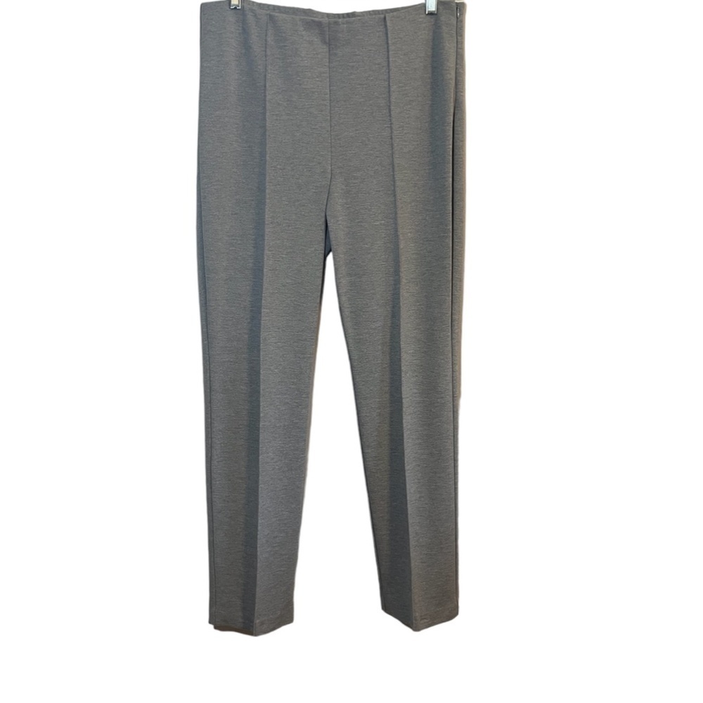 Chicos Womens Pant Size L Gray Pull On Elastic Waist Straight Leg 14 Office